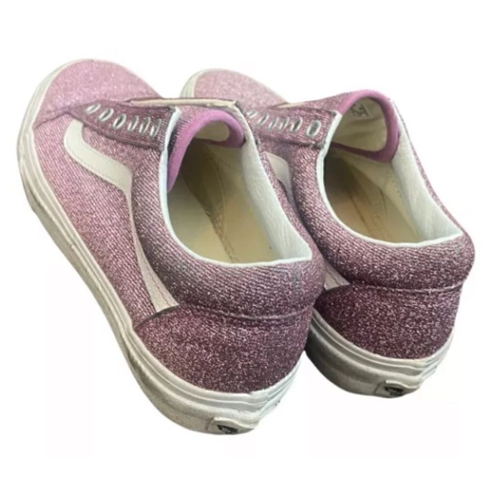 Vans Old Skool Low Tops Pink Lurex Sparkle Canvas Womens 6 No laces - Picture 4 of 6